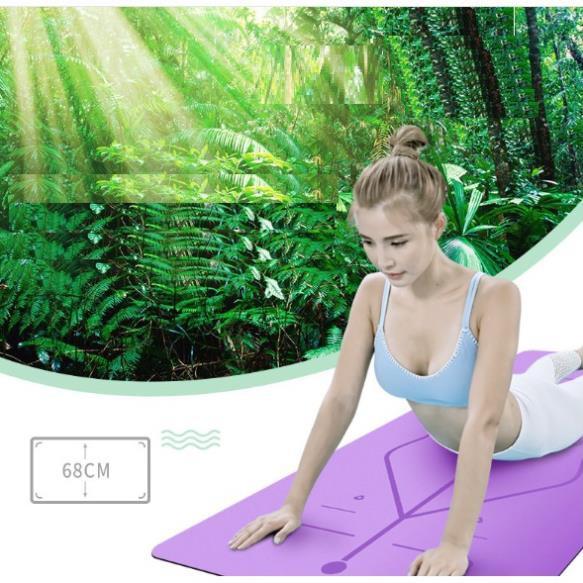 Thảm yoga định tuyến cao su PU(tặng túi đựng+dây buộc) dày 5mm