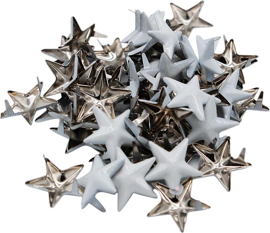 Bộ 50 Ngôi Sao Bạc Đính Đinh Tán Punk Leathercraft DIY Punk Móng Vuốt Đinh Tán 15 Mm