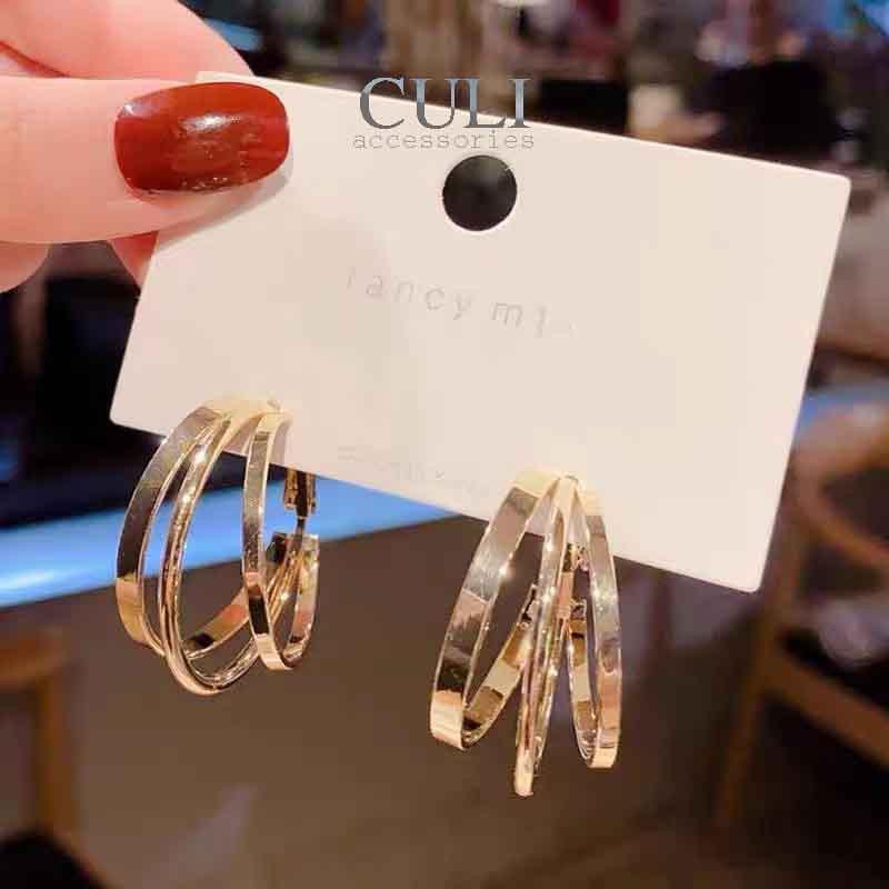Khuyên tai bạc 925 Basic triple hoops HT651 - Culi accessories