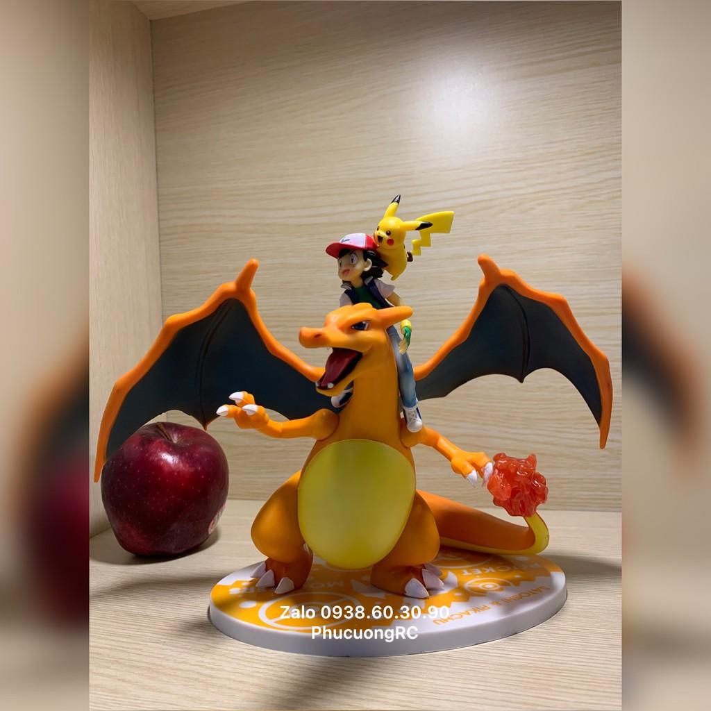 Mô Hình Poke mon Rồng phun lửa Xiaozhi Pikachu kết hợp