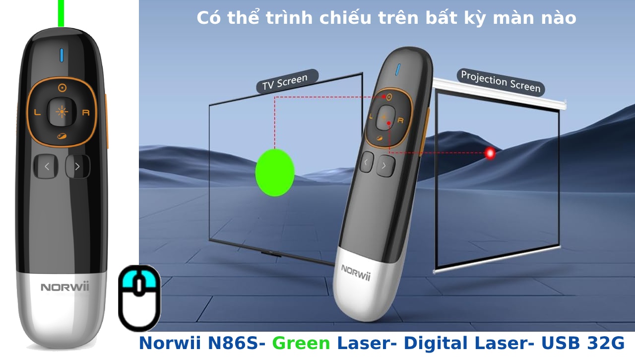 Bút trình chiếu Laser kĩ thuật số NORWii N86S dùng cho màn hình LED và màn chiếu, hàng chính hãng