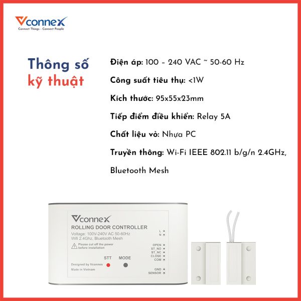 Bộ Điều Khiển Cửa Cuốn Thông Minh Vconnex, Điều Khiển Thông Minh, Lắp Đặt Dễ Dàng