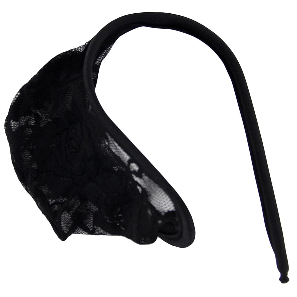 Prettyia 2Pcs Mens Sheer Mesh C-String Thong Invisible Underwear Black+Pink