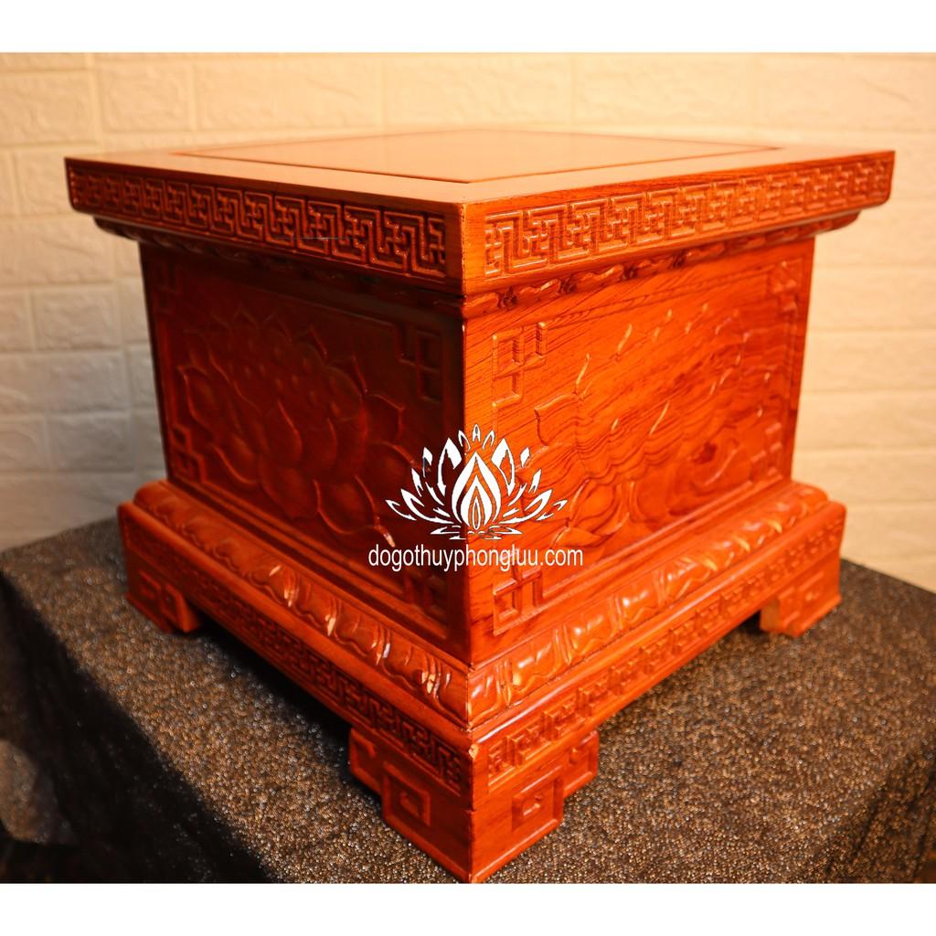 Đôn chân loa sen,Kỷ hoa sen,Đế vuông gỗ hương cao 30cm nhiều cỡ mặt 25,30,35 vuông