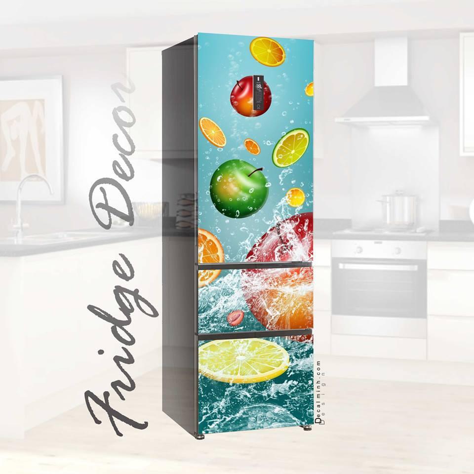 Decal 3D dán Cửa Tủ Lạnh chống thấm cao cấp mẫu trái cây