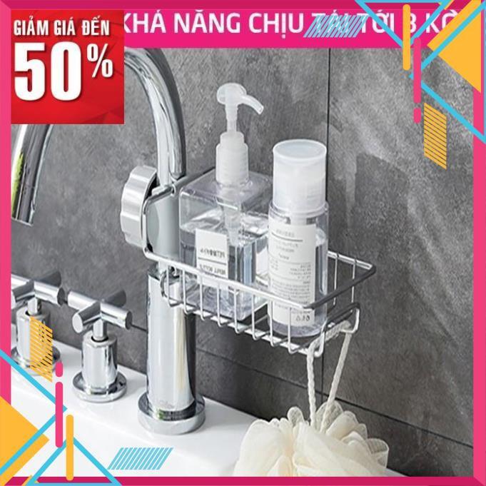 Giá để treo vòi nước gắn lavabo thông đa năng minh khay kệ inox đựng đồ phòng tắm nhà bếp trang trí đẹp