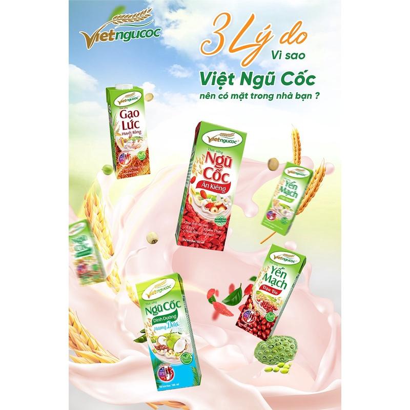 Combo 5 Lốc Sữa Gạo Lức Huyết Rồng VIỆT NGŨ CỐC Uống Liền Bổ Sung Chất Xơ Vitamin Thanh Lọc Cơ Thể 180ml/hộp