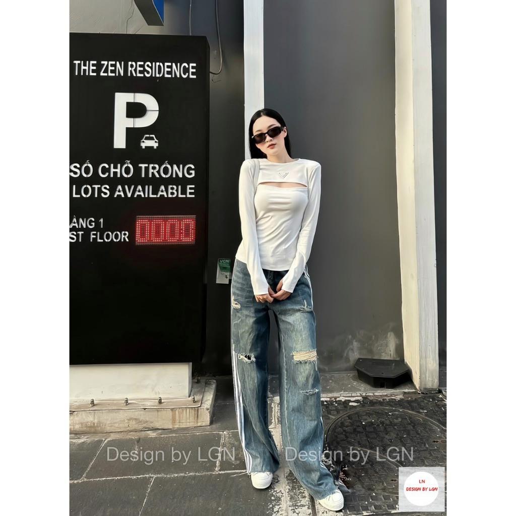 Áo thun, áo thu đông, áo dài tay kiểu dáng khoét ngực trẻ trung Trendy Clothing