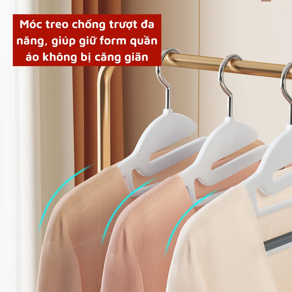 Set 10 Móc Treo Quần Áo Chống Trượt Xoay 360 Đa Năng Bằng Nhựa Cao Cấp Bền Chịu Được Vật Nặng