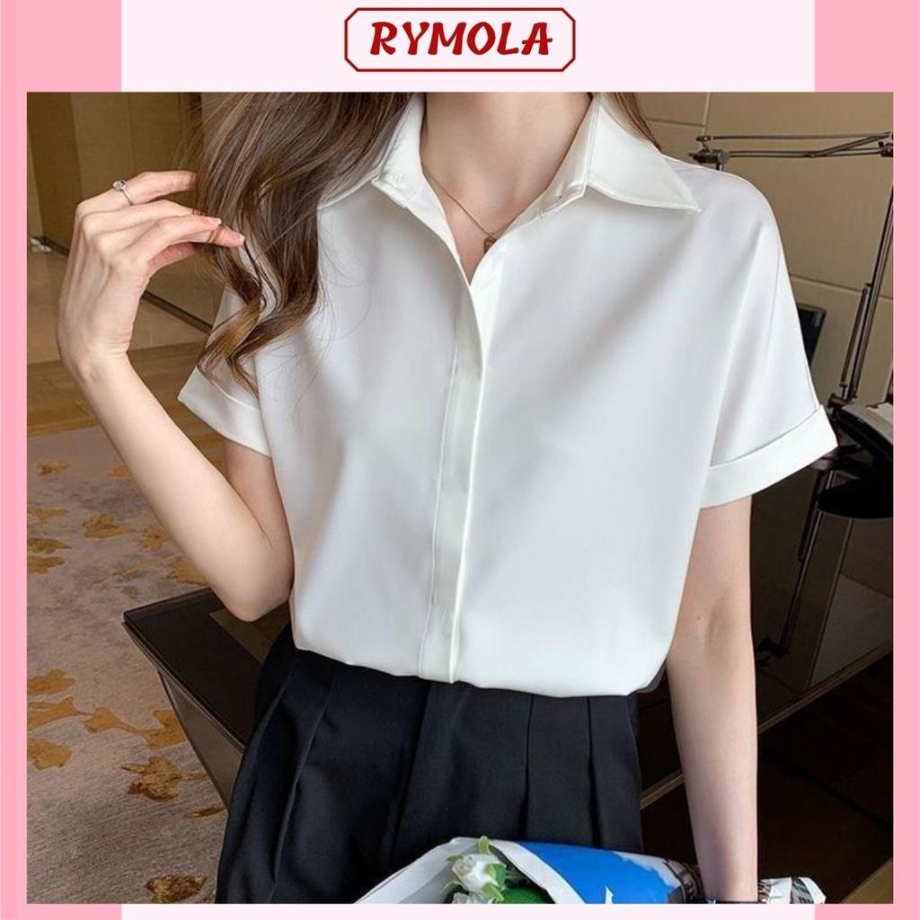 Áo Sơ Mi Trắng Nữ Tay Ngắn Cộc Tay Mola Somi Công Sở Đi Học ĐI Làm Màu Trắng Đen Kem Hàng Thiết Kế Cao Cấp Không Nhăn
