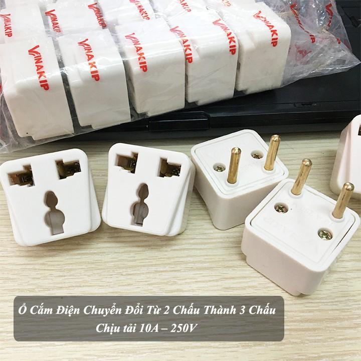 Combo 10 Phích Cắm Điện VINAKIP Chuyển Đổi Ổ 2 Chấu Thành 3 Chấu An Toàn Khi Sử Dụng 00682