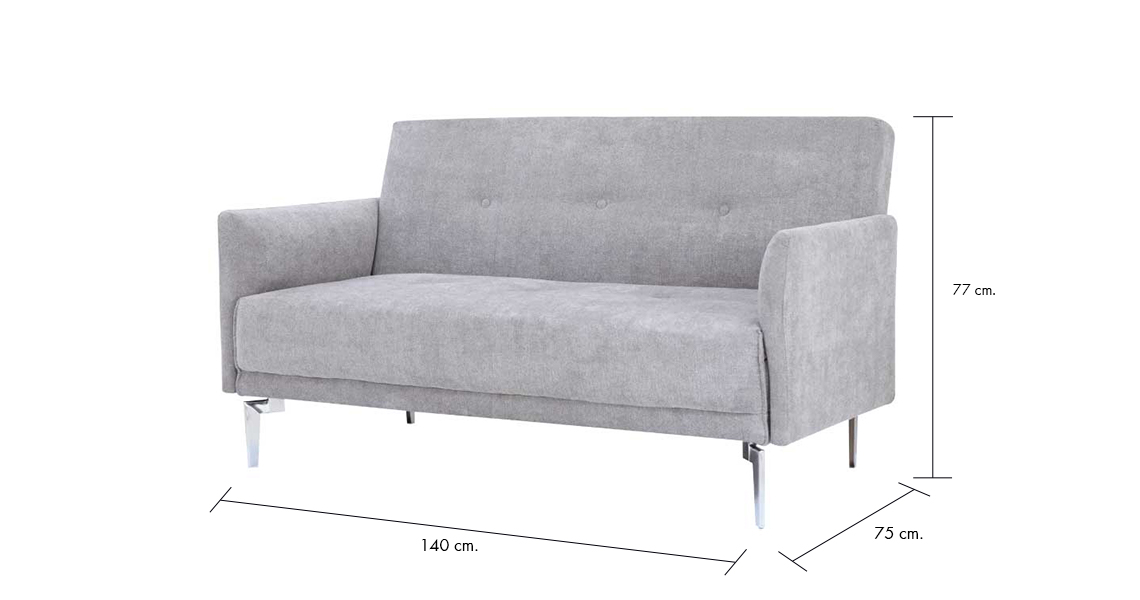 Ghế sofa đôi KURT khung gỗ chân thép bền chắc, đệm bọc vải cao cấp màu xám | Index Living Mall - Phân phối độc quyền tại Việt Nam