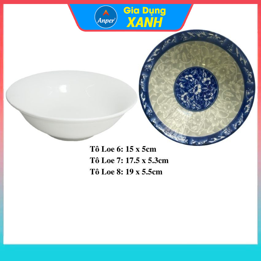 Bộ 2 bát sứ  3 tô sứ loe dày Size 20cm 18cm  15cm  ANPER cao cấp phong cách nhật hàn  tô sứ lớn tô ăn phở tô sứ lớn tô ăn cơm bát lớn bát phở bát sứ