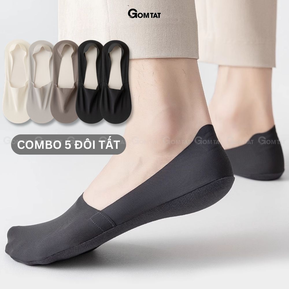 Combo 10 đôi tất vớ lười nam GOMTAT chất liệu cotton, đệm cao su chống tuột gót, khử mùi cực tốt - TATLUA-UYE-7010-CB10