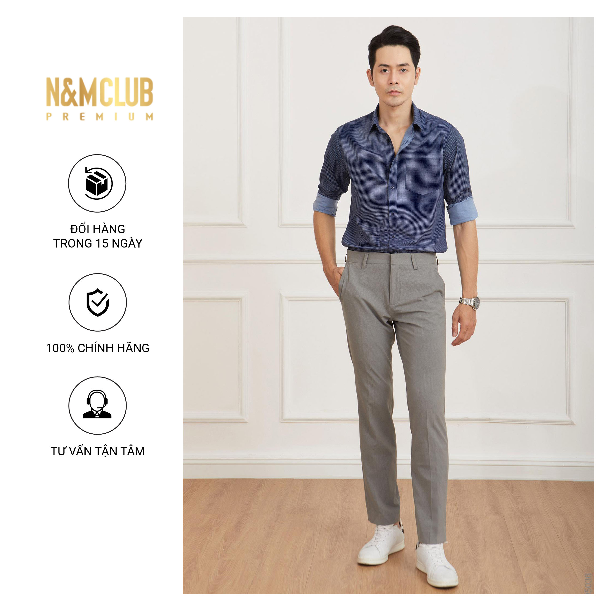 N&amp;M CLUB Áo Sơ Mi Nam Tay Dài chất liệu Bamboo cotton 2105036