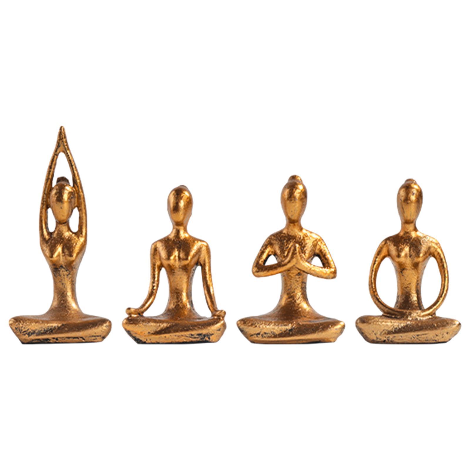 4x Modern Yoga Pose Statue Figurine Meditation Yoga Figure Collectible Sculpture Ornament for Room Bookshelf Desk Decor