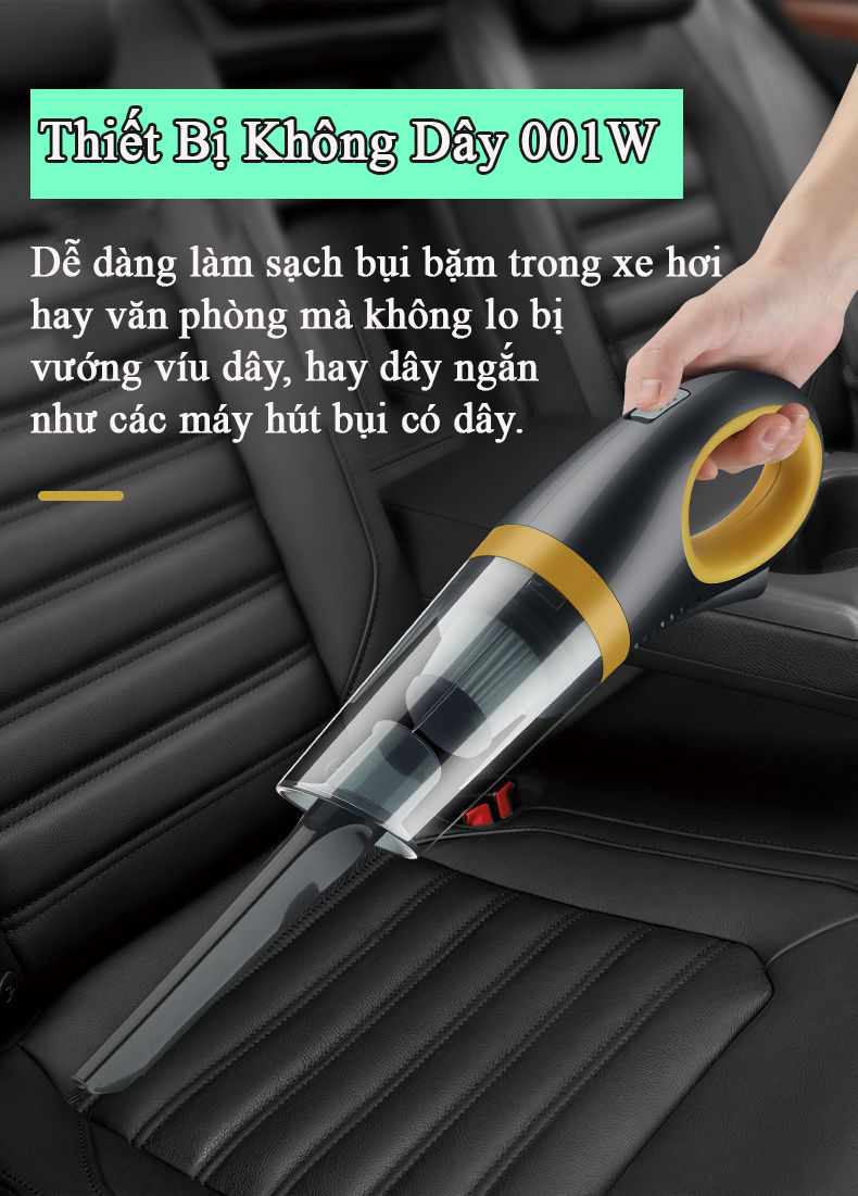 Máy Hút Bụi Ô Tô, Xe Hơi Không Dây Cầm Tay BLQ001W- DRU - Hàng Chính Hãng