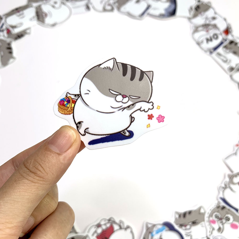 Sticker Mèo Ami Bụng Bự Ngẫu Nhiên Chất Lượng Cao Chống Nước Trang Trí Nón Bảo Hiểm Vali Đàn Xe Máy Xe Đạp