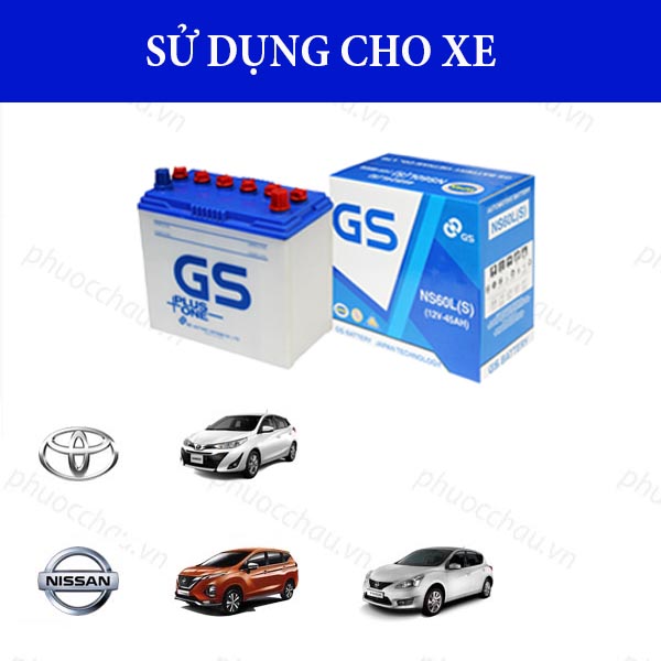 Bình Ắc Quy Nước 12V-45Ah, Ắc Quy Ô Tô GS NS60L/LS