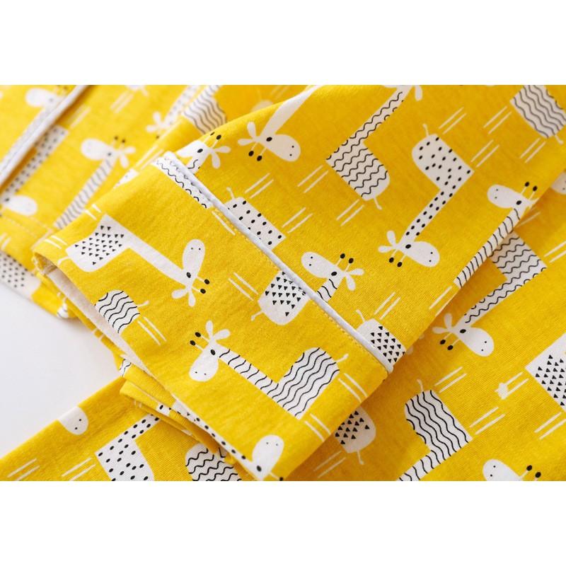 Bộ Pyjama thun cotton vàng họa tiết