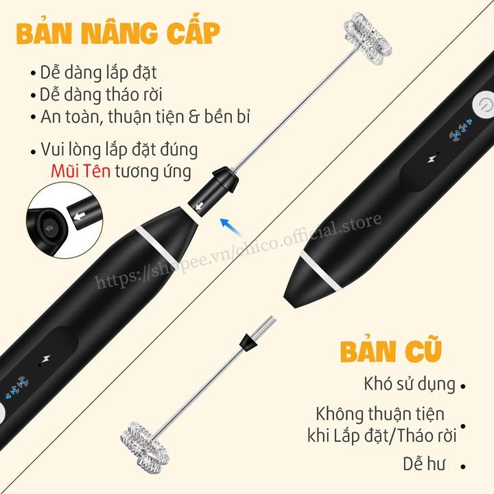Máy đánh trứng, Tạo bọt cafe, Đánh kem bông.Đánh trứng 3 cấp độ sạc điện mini cầm tay cao cấp