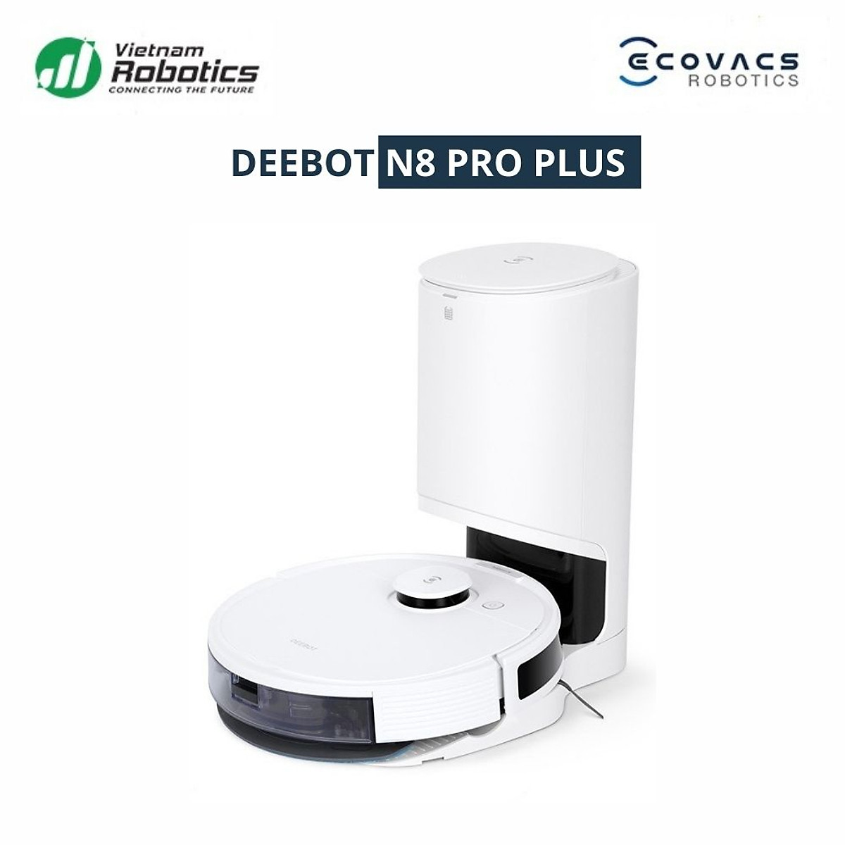 Robot hút bụi lau nhà thông minh Ecovacs N8 Pro Plus Bản Quốc Tế - Tích Hợp Dock Sạc Tự Động Hút Rác, Lưc Hút 2600PA, Bản Đồ Lasez TrueMapping Chính Xác Hơn Công Nghệ TrueDetect3D - Hàng Chính Hãng