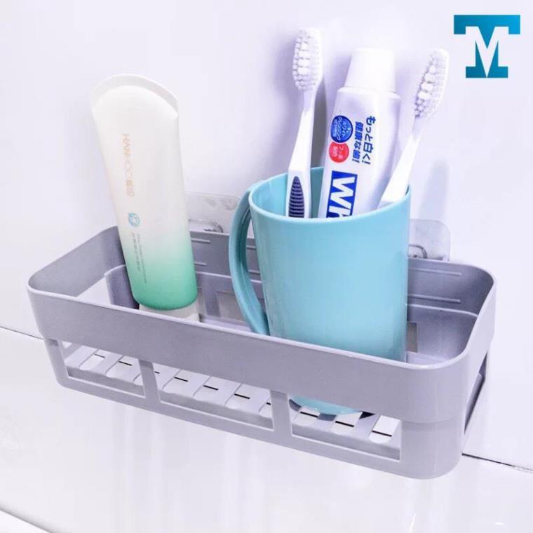 Khay Kệ Nhựa Chữ Nhật Dán Tường Để Đồ Nhà Bếp Nhà Tắm