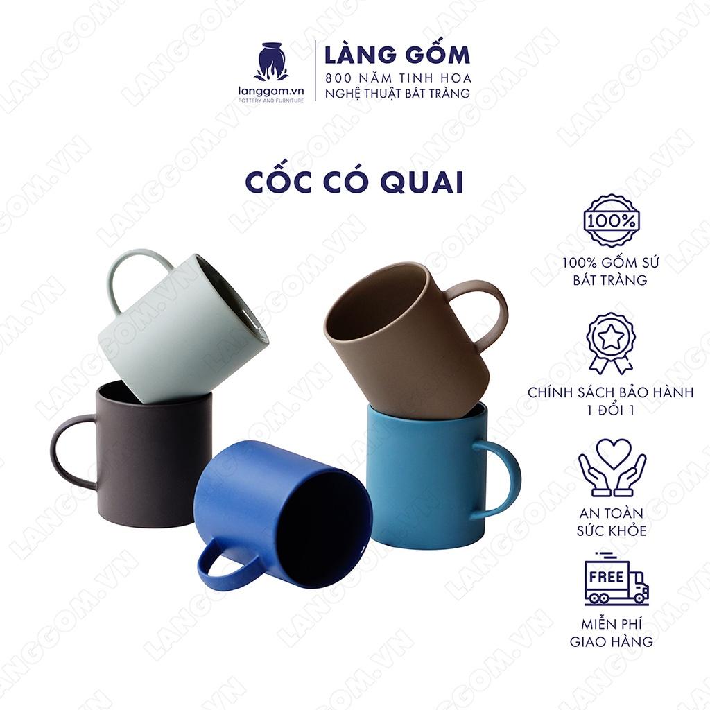 Cốc tách, ly uống nước kiểu có quai chất liệu gốm sứ Bát Tràng cao cấp - Làng Gốm Bát Tràng