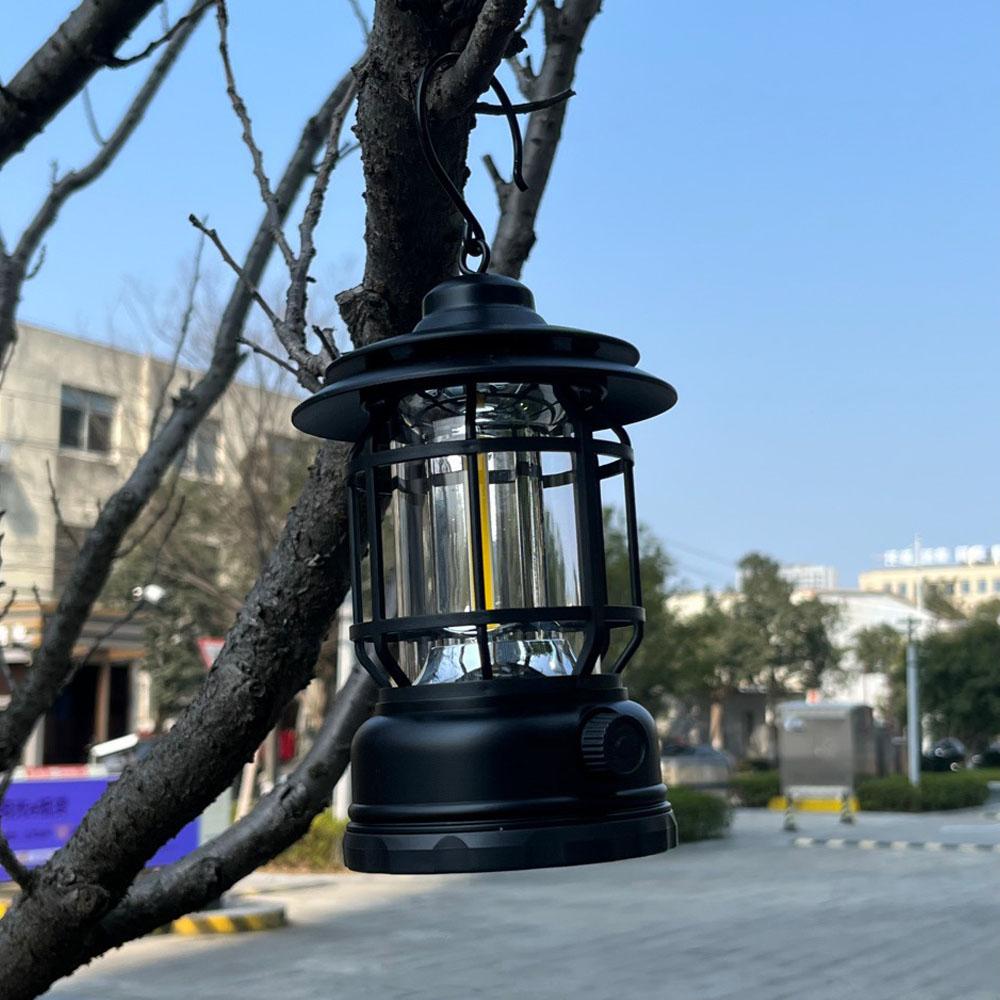 Outdoor Camping Light Retro Campsite Lantern USB Night Light Emergency Lamp Stepless Dimming for Hiking Tent Fishing