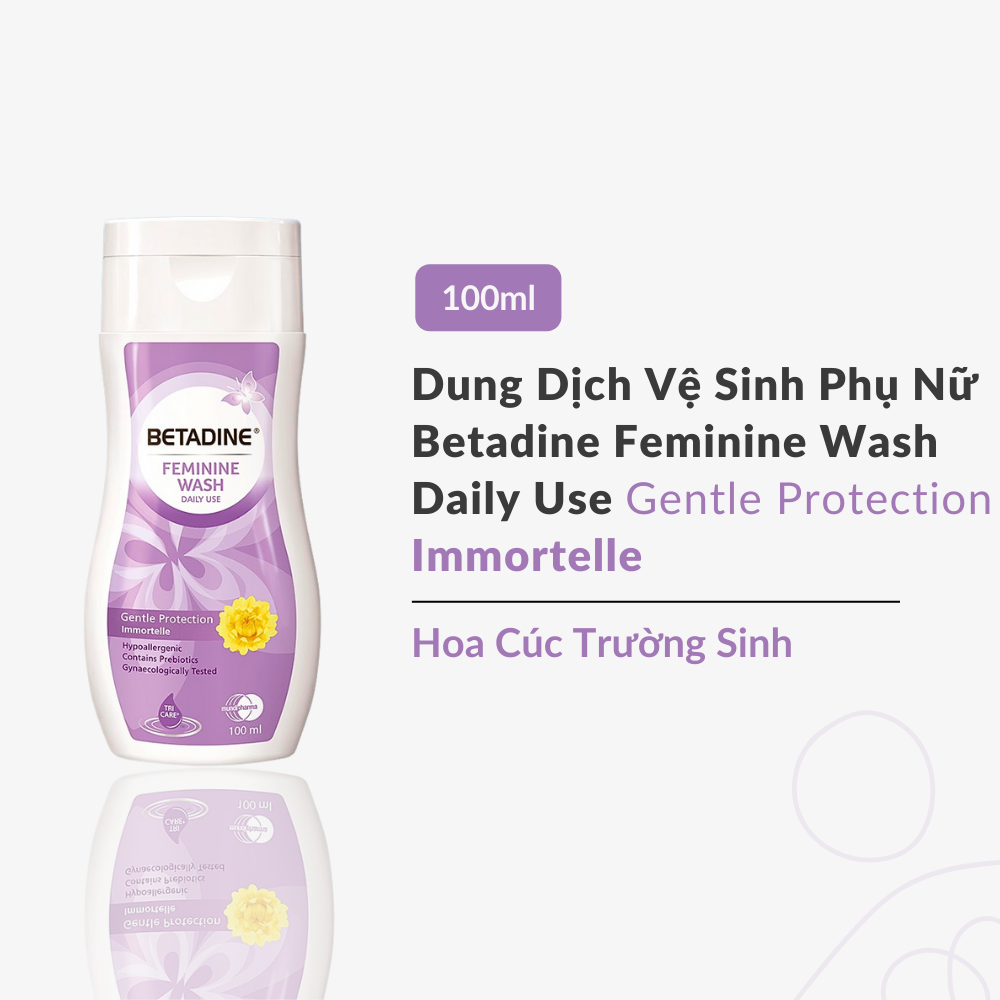 [GIFT] Dung dịch vệ sinh phụ nữ Betadine Feminine Wash Daily Use Gentle Protection Immortelle 100ml