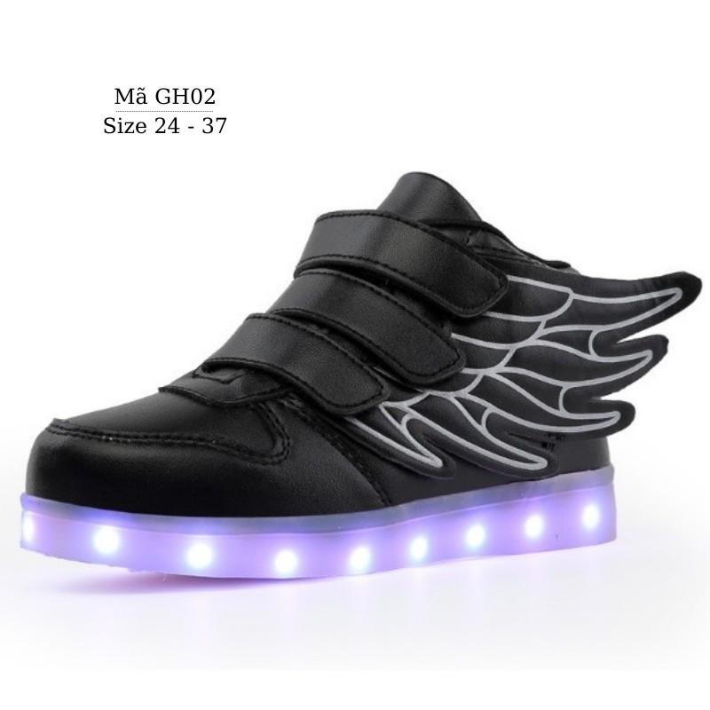 GIÀY PHÁT SÁNG CÁNH TIÊN CHO BÉ 3 - 12 tuổi sạc USB thông minh kiểu dáng sneaker 7 chế độ đèn 4 chế GH02