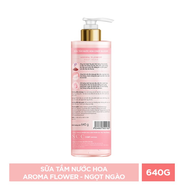 Combo 4 Chai Sữa Tắm Nước Hoa Cindy Bloom Hương Aroma Flower + Fresh Ocean + Urban Vibes + Romantic Muse (640g/chai)