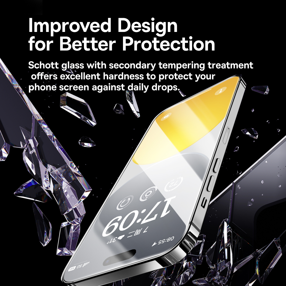 Kính Cường Lực Chống Nhìn Trộm Baseus Schott Series Full-Coverage Privacy Protection Tempered Glass Screen Protector with Built-in Dust Filter for iP 15 (Hàng chính hãng)