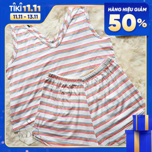 ĐỒ MẶC NHÀ THUN SÁT NÁCH SỌC NGANG VẢI THUN COTTON DƯỚI 65KS SIÊU MÁT KIỂU DÁNG DỄ THƯƠNG