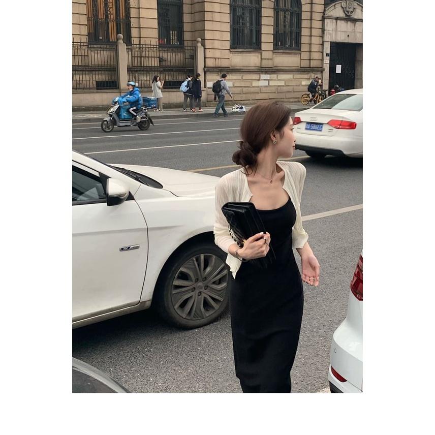 Set Váy Cardigan Khoác Mỏng Kèm Váy Body Zip Thời Trang Thu Đông 2021