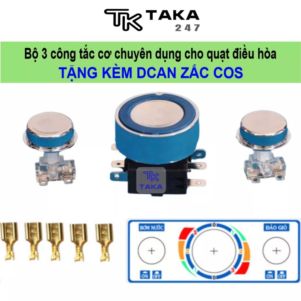 Bộ 3 công tắc cơ tặng kèm đề can giắc cốt cắm chân công tắc cho quạt hơi nước quạt điều hoà