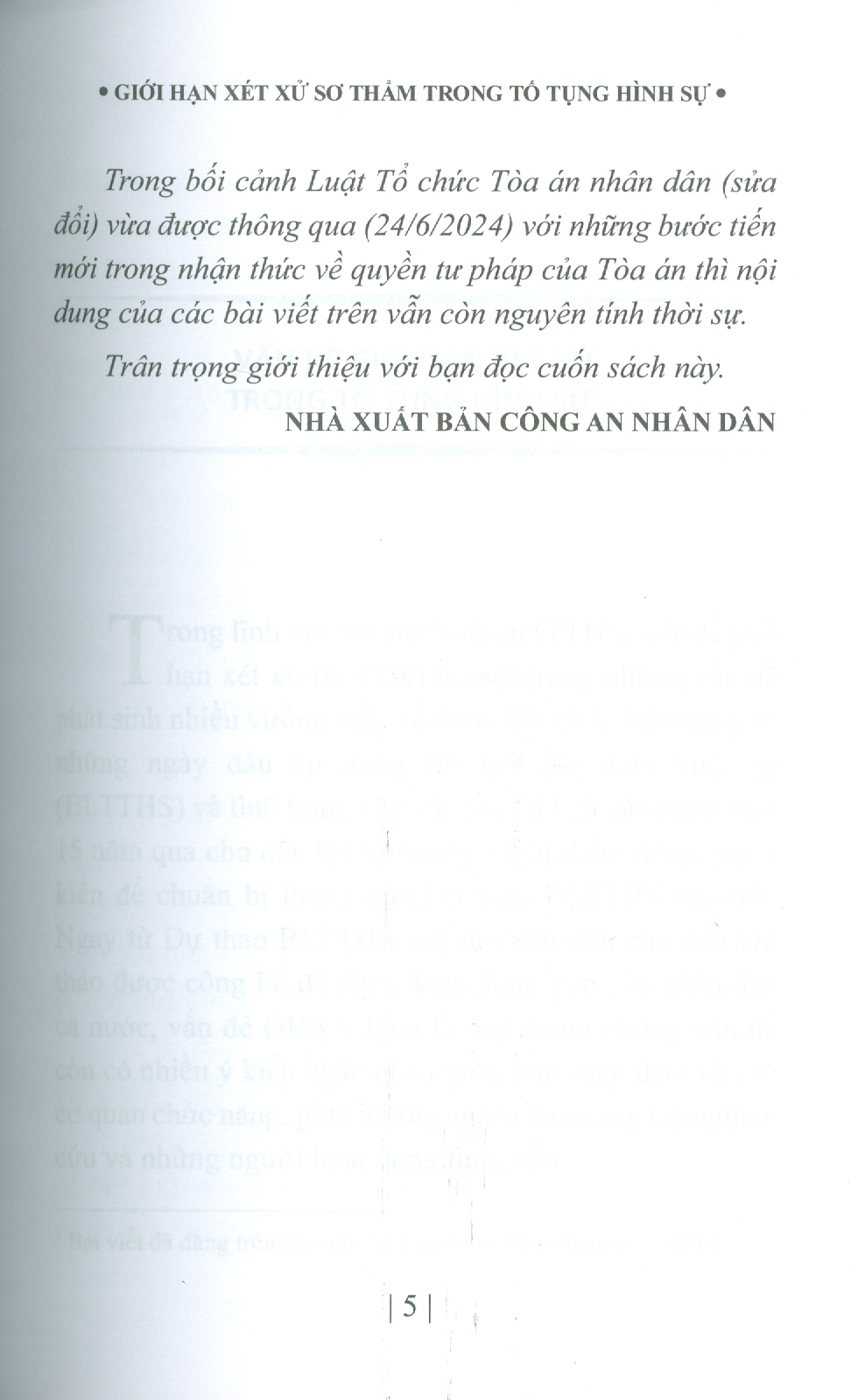 Giới Hạn Xét Xử Sơ Thẩm Trong Tố Tụng Hình Sự (Sách Chuyên Khảo)