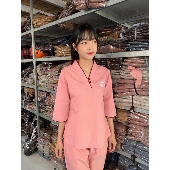 ĐỒ LAM ĐI CHÙA Mẫu Hoa Cúc Kate S2
