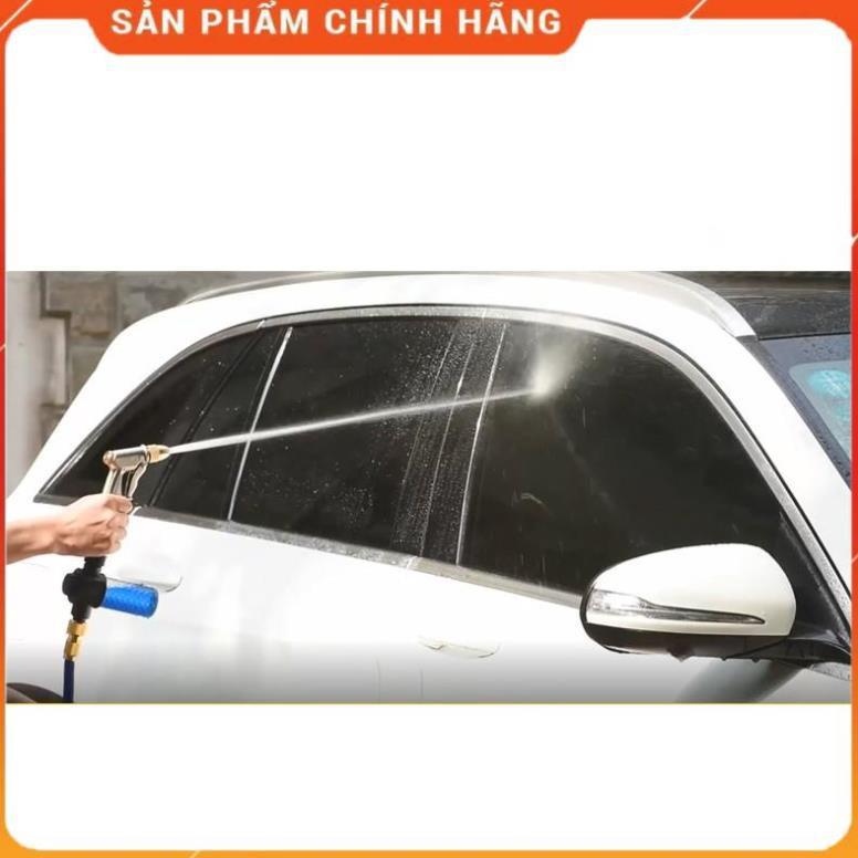 Bộ dây vòi xịt nước rửa xe, tưới cây , tăng áp 3 lần, loại 3m, 5m 206701-3 đầu đồng,cút nối nhựa vàng+ đai