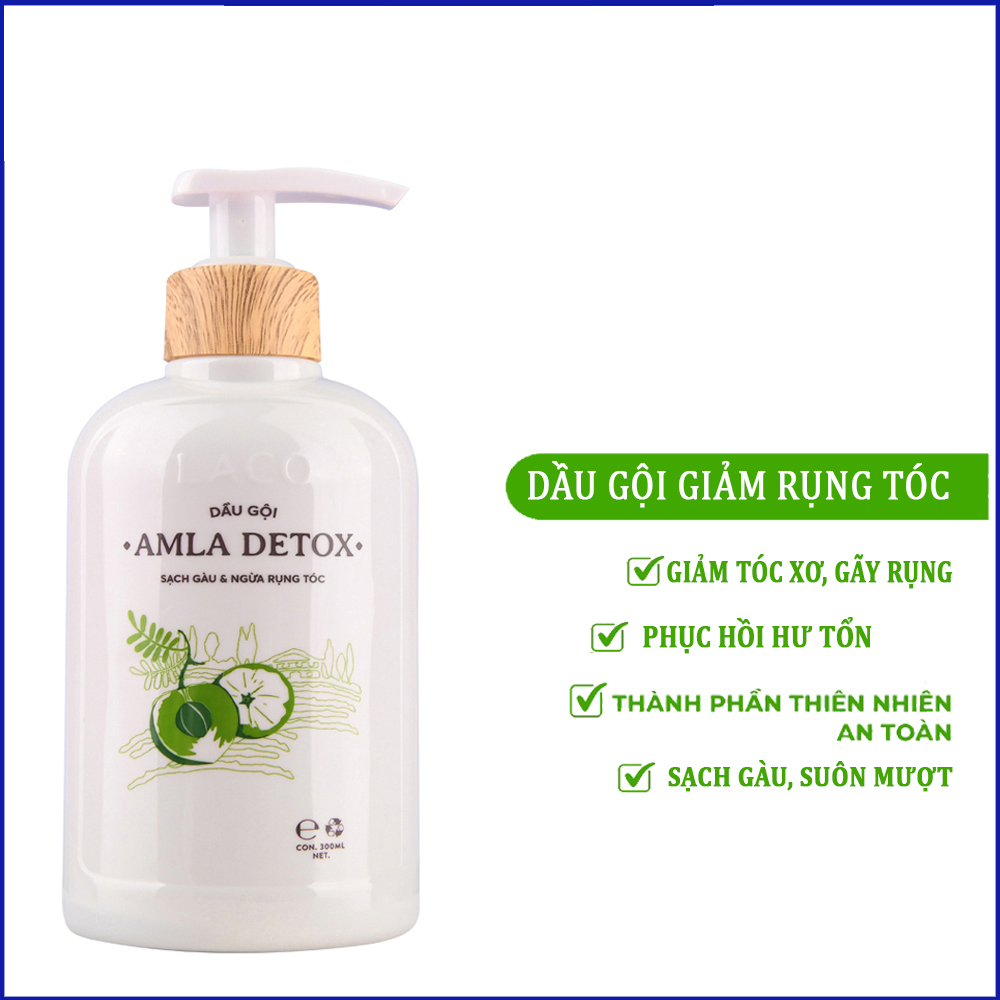 Dầu gội hữu cơ LACO Amla Detox sạch gàu và ngừa rụng tóc 