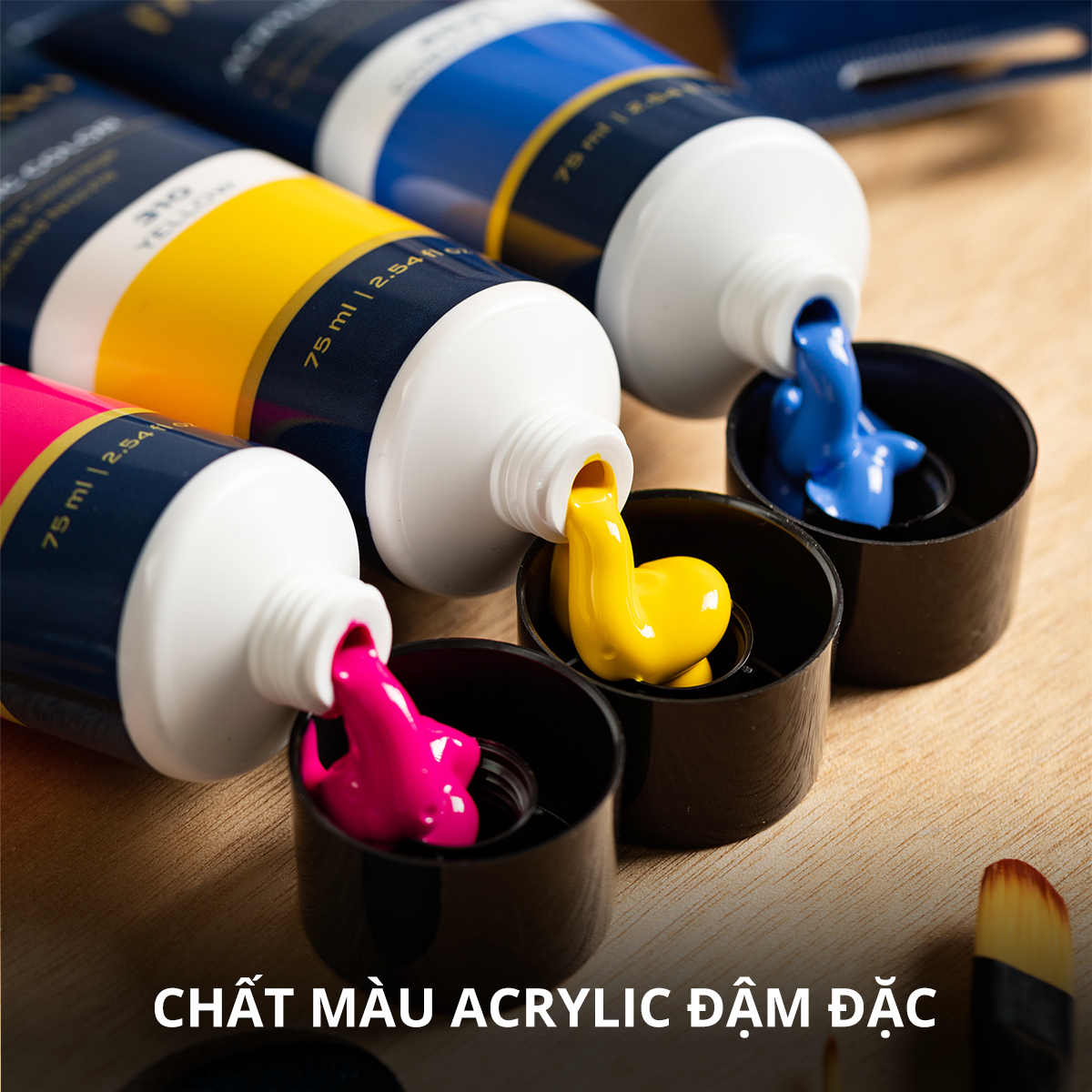 Màu Acrylic Tuýp 75ml Đủ Màu Finenolo Cao Cấp Deli - Tô Đất Sét, Đất Nặn Tự Khô, Vẽ Túi Vải Tote, Quần Áo DIY, Giày, Tranh Tường, Đa Chất Liệu, Tươi Sáng, Nhanh Khô - EC75