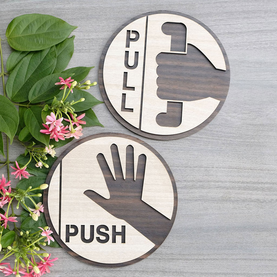 Tranh treo tường_ Bảng gỗ trang trí PULL PUSH F01_CRN_01
