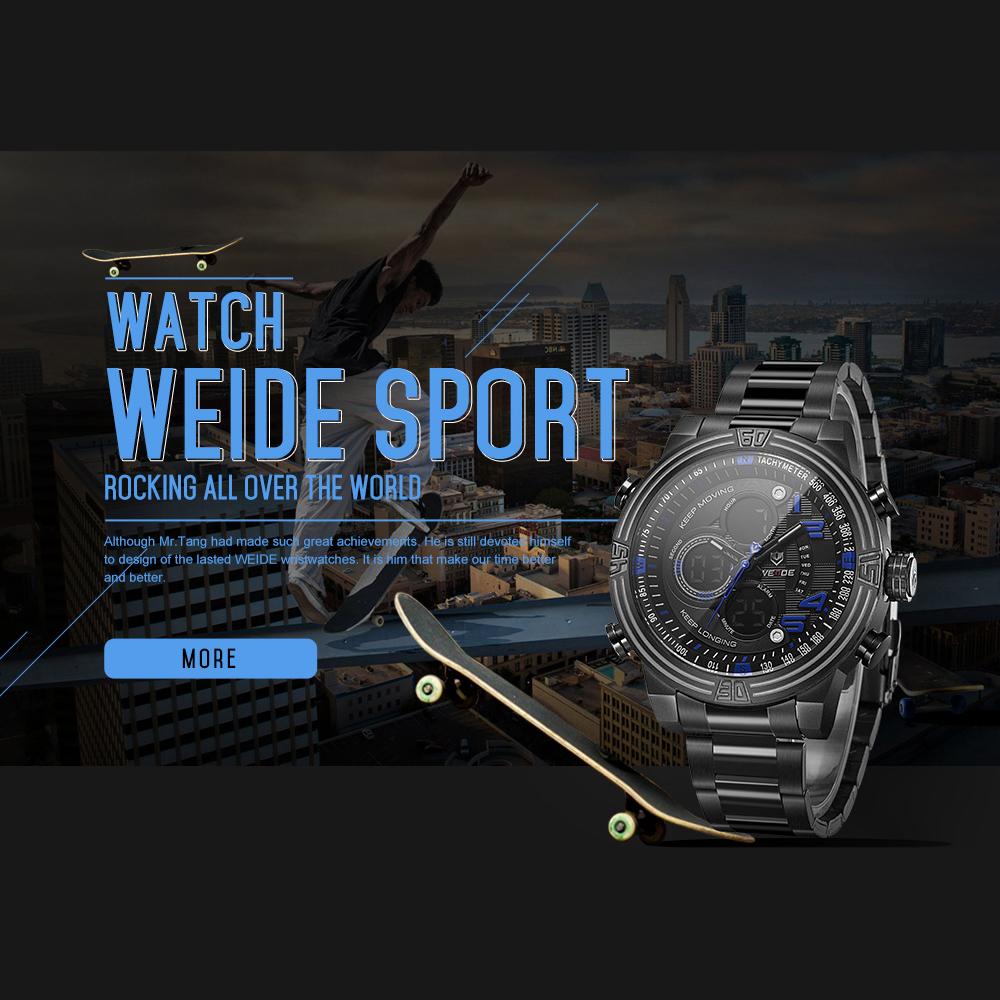 Đồng hồ điện tử WEIDE WH5209 kỹ thuật số thạch anh dành cho Nam Doanh nhân- Màu vàng