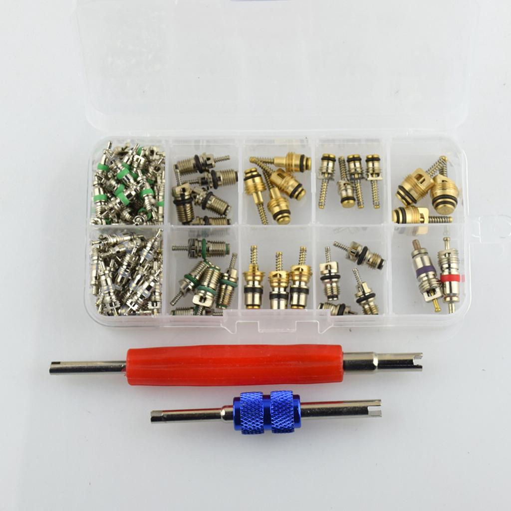 102 pieces A/C System Valves with Remover Tool Kit For R12/ R134A