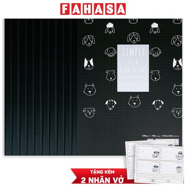 Bộ 10 Tập Animal A5 - 4 Ô Ly - 96 Trang 100gsm + Kèm 2 Túi Nhãn Vở Ngẫu Nhiên - Futurebook DK-021 - Mẫu 1 - Màu Đen
