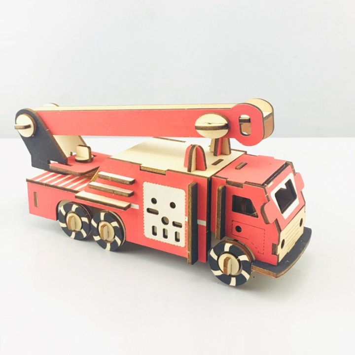 Đồ chơi lắp ráp gỗ 3D Mô hình Xe Cứu Hỏa Fire Truck Laser