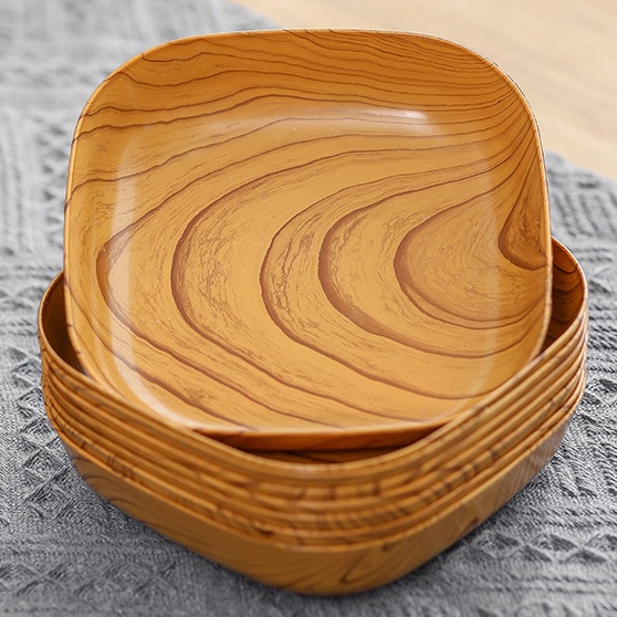 Khay Đựng Thức Ăn Bằng Nhựa Giả Gỗ Sáng Tạo Sang Trọng Kích Thước 14cm