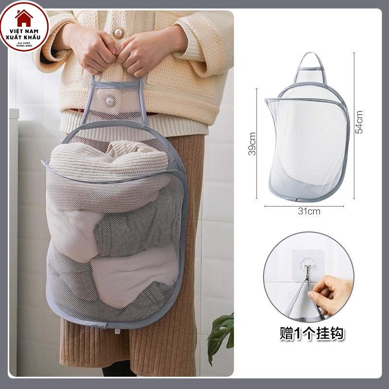 Giỏ Đựng Quần Áo Polyester Siêu Dai Gấp Gọn Treo Tường Tiện Lợi