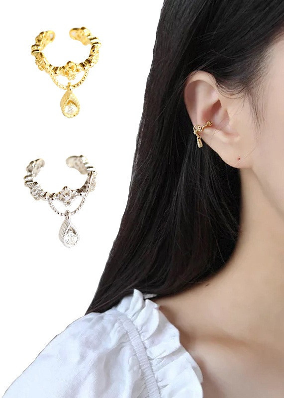 Khuyên kẹp vành tai đính đá pha lê xinh xắn