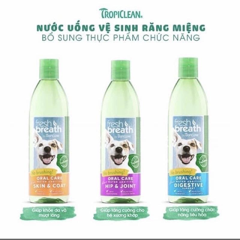 TropiClean - Nước uống vệ sinh răng miệng bổ sung thực phẩm chức năng cho chó mèo 473ml